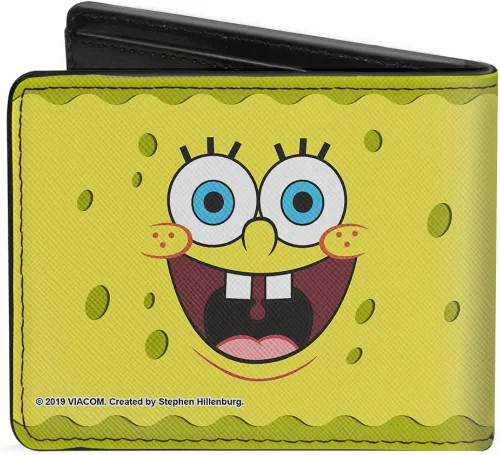 Vista 2 de Cartera doble PU Bob Esponja 2 Expresiones Amarillos