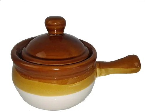Vista 3 de Cuencos individuales de sopa de cebolla francesa con asas y tapas, cerámica de 16 onzas, paquete de 4