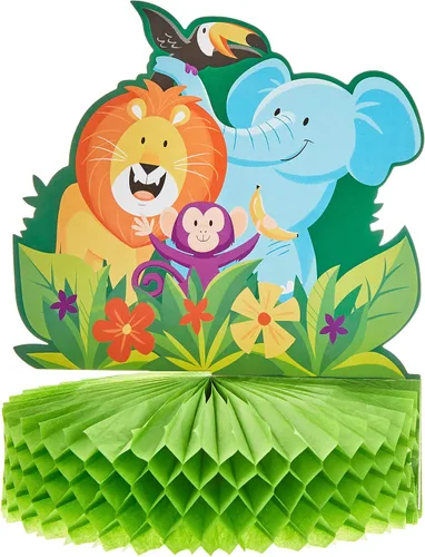 Vista 3 de Creative Converting Centro de mesa Jungle Safari, 1 unidad, multicolor, 9 x 11 pulgadas, 1 unidad
