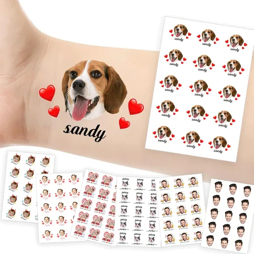 Vista 34 de Tatuajes temporales personalizados con foto y nombre, logotipo personalizado para adultos, niños, mujeres, hombres, regalo de boda, cumpleaños