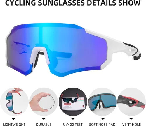Vista 5 de ROCKBROS Polarized Sunglasses for Men Women UV400 Protection Cycling Bike Glasses TAC Lightweight Frame Driving Fishing