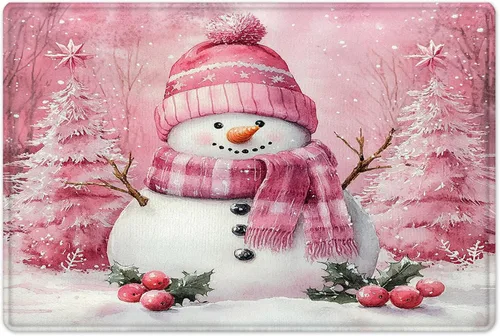 Vista 15 de HVEST Alfombra de baño de invierno, gnomos y cardenales en bosque nevado, alfombra de baño, alfombra de baño antideslizante de Navidad, accesorios