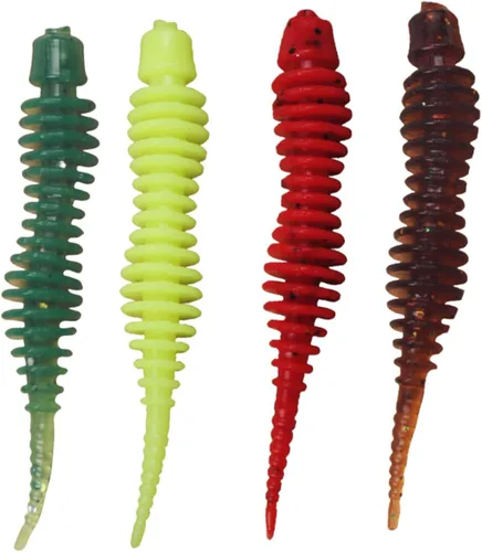 Vista 9 de Sosoport Top Water Fishing - 4 cebo de señuelo en espiral realista suave para agua dulce, forma en espiral, ideal para lubina de carpa