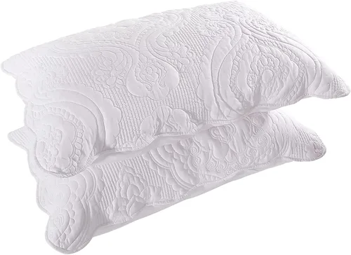 Vista 12 de BOSOWOS Juego de 2 fundas de almohada acolchadas de microfibra estándar, fundas de almohada suaves y transpirables con cierre de sobre