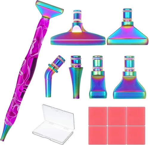 Vista 15 de Heyseri Bolígrafos de arte de diamante, juego de herramientas de 14 piezas, accesorios para bolígrafos de pintura de diamante, puntas de metal