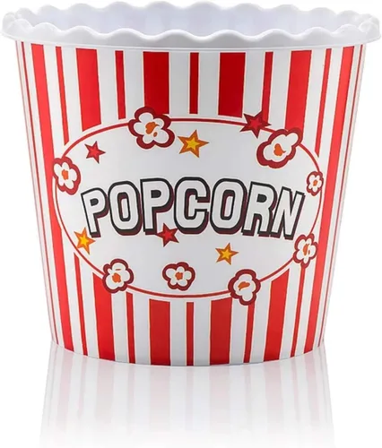 Vista 7 de Caja de plástico reutilizable de estilo moderno, recipientes para palomitas de maíz, cuencos para palomitas de maíz, juego para noche de cine