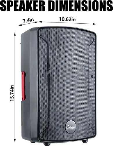 Vista 5 de EXOTON S-1202 Sistema PA Bluetooth de 12 pulgadas con juego de mezclador eléctrico, altavoces pasivos con mezclador de 6 canales, soportes
