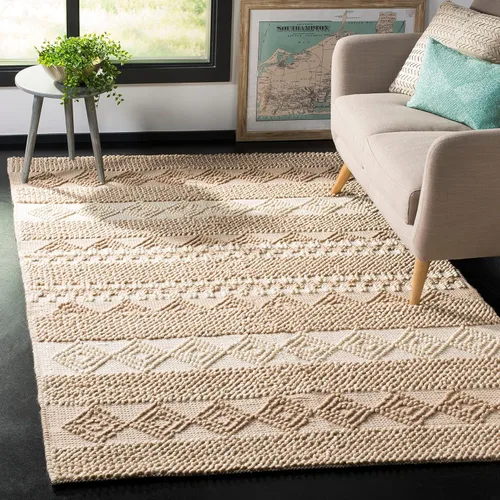 Vista 24 de SAFAVIEH Natura Collection - Alfombra decorativa de 2 x 3 pies, color beige y marfil, hecha a mano de lana tribal marroquí y algodón, ideal