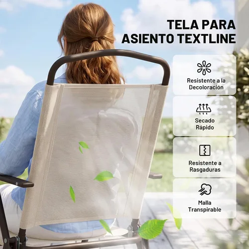 Vista 5 de Outsunny Juego de comedor de patio de 6 piezas para 4 personas con paraguas Beige