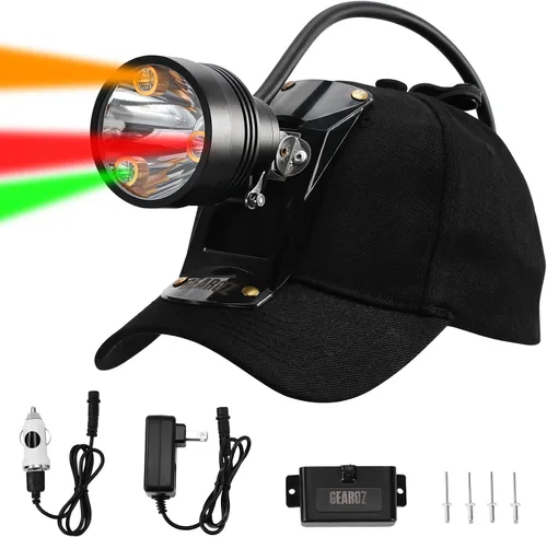Vista 11 de GearOZ Coon - Faro delantero de caza para depredadores de cerdo, lámpara de cabeza de cazador, gorra de camuflaje Coyotes Hunting Headlamp, 10W