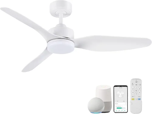 Vista 10 de Hoenofly - Ventiladores de techo inteligentes de 48 pulgadas con luces LED, control remoto, motor CC silencioso, regulable, ventilador de techo
