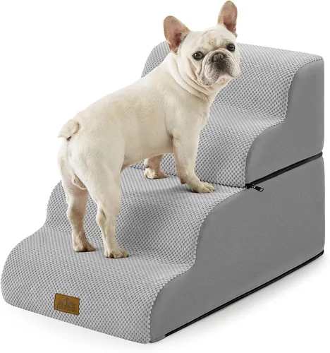 Vista 33 de COZY KISS Escaleras anchas para perros pequeños de 15.7 pulgadas de alto, escalón para mascotas para cachorros, gatos mayores, rampa curva