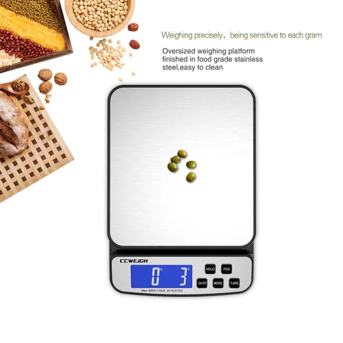 Vista 3 de Báscula de envío digital de 110 libras x 0.04 oz con función de retención y conteo, báscula de correo para envíos de paquetes, báscula postal