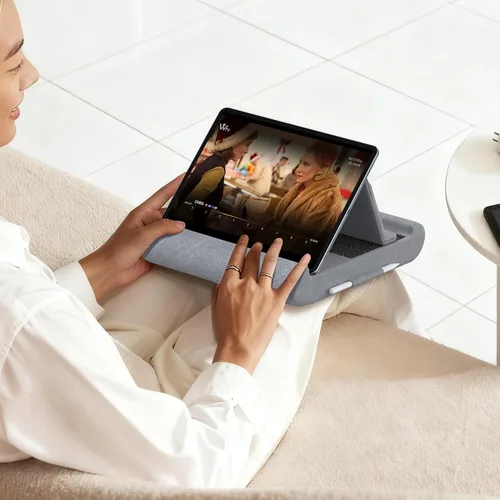 Vista 7 de CreaDream Soporte de almohada para tablet, soporte plegable para tableta, para regazo, cama y escritorio, almohadilla suave con bolsillo y soporte