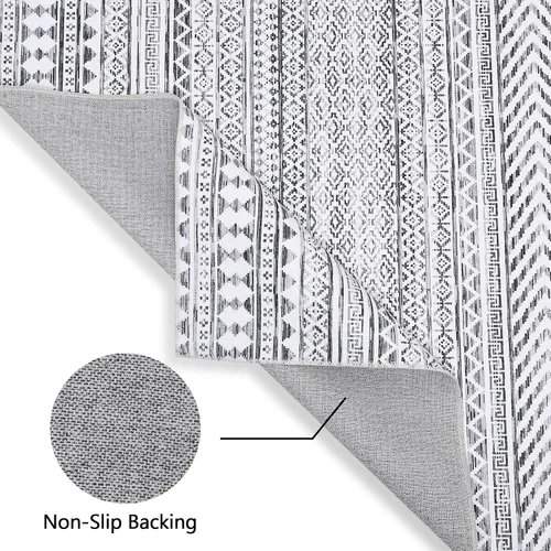 Vista 5 de Fashionwu Alfombra redonda geométrica gris de 4 pies, lavable a máquina, antideslizante, estilo moderno, tamaño adulto