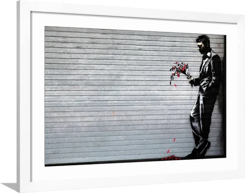 Vista 12 de ART.COM Impresiones artísticas enmarcadas para pared Hustler Club de Banksy, decoración botánica, 18 x 12 pulgadas, marco negro con paspartú blanco