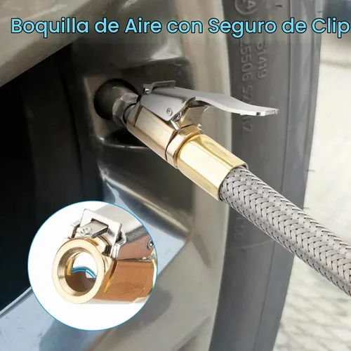 Vista 4 de Linkstyle Manguera de Extensión para Inflador de Neumáticos de 21", Adaptador con Boquilla de Aire de Bloqueo y Conexión Rápida para Compresor