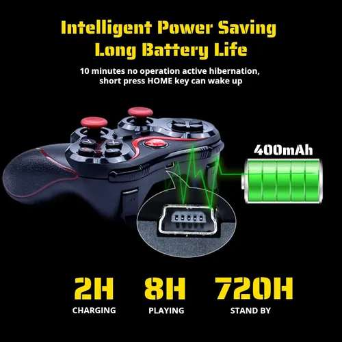 Vista 6 de Yoidesu X3 Gaming Controller for Android for IOS Mobile Phone TV Computer CP VR, Dual Vibration Wired BT Game Remote Gamepad Joystick with Built in