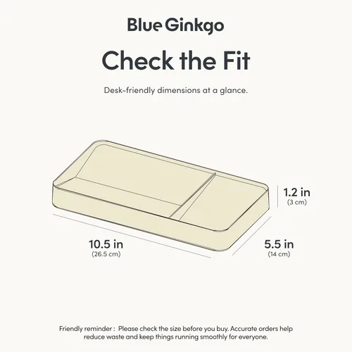 Vista 3 de BLUE GINKGO Bandeja de escritorio – Organizador fabricado en Corea para notas, bolígrafos, lápices y accesorios (doble cara, beige)