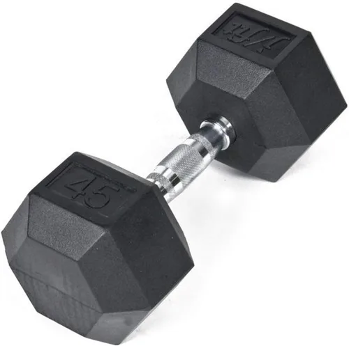 Vista 13 de JFIT Rubber Hex Dumbbell Single, Knurled Grip Free Weight for Men & Women, Strength & Cardio Training Home Gym Workout