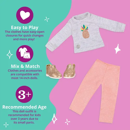 Vista 12 de Glitter Girls Accesorios para muñecas de 14 pulgadas - Juego de mochila y fiesta de pijamas - Tie - Saco de dormir teñido, almohada arcoíris