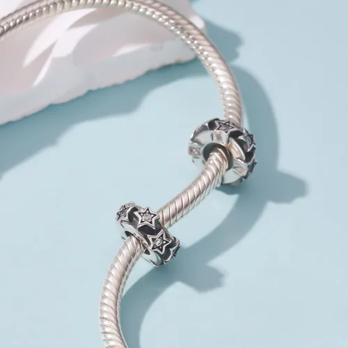 Vista 42 de 925 plata esterlina espaciador encanto grano con CZ transparente para pulseras Pandora Charms