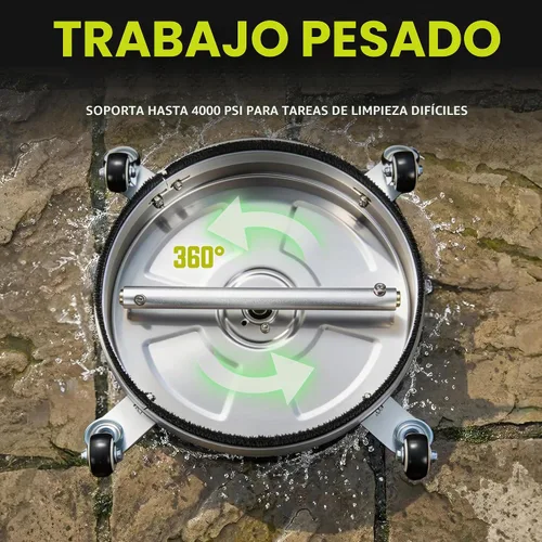 Vista 6 de Sun Joe SPX-SC14 - Limpiador universal de superficie de hidrolavadora de 14 pulgadas con 4 ruedas, acero inoxidable, 1/4 de pulgada, resistente