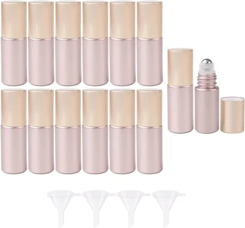 Vista 9 de Kesell Botellas de rodillo de vidrio de 0.2 fl oz, rosa transparente Rosa claro