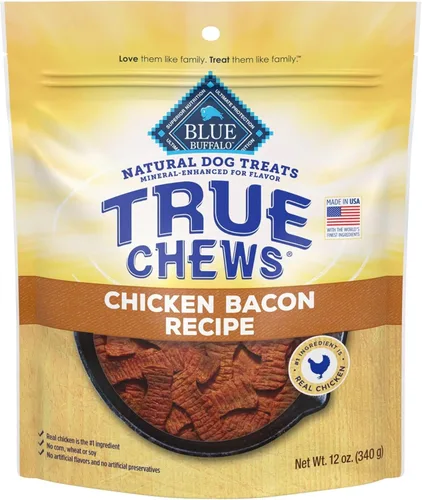 Vista 11 de Blue Buffalo True Chews - Golosinas para perros, hechas en EE. UU. con ingredientes naturales, receta de tocino de pollo, bolsa de 12 onzas Pollo