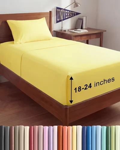 Vista 115 de Sábanas individuales de bolsillo extra profundo, sábanas transpirables y refrescantes de 3 piezas, juego de sábanas de lujo para hotel, suaves, sin