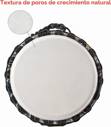 Vista 6 de Tambor africano de percusión, hecho a mano, cabeza de piel de oveja, estilo nacional