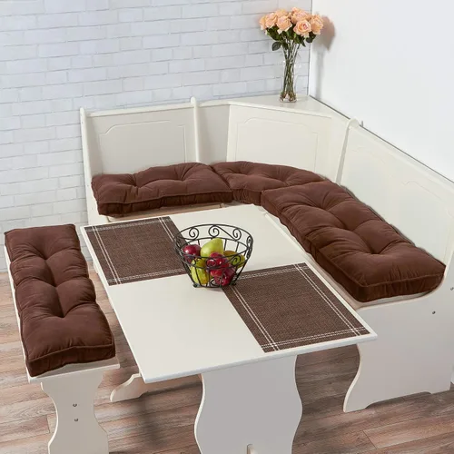 Vista 2 de Greendale Home Fashions Hyatt Kitchen Nook - Juego de cojines surtidos de 4 piezas, color moca