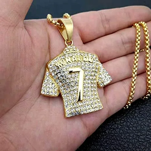 Vista 2 de Collar de jersey para hombre, número 10, con colgante de jersey de fútbol número 10, collar de fútbol número 10, collar de fútbol con dije