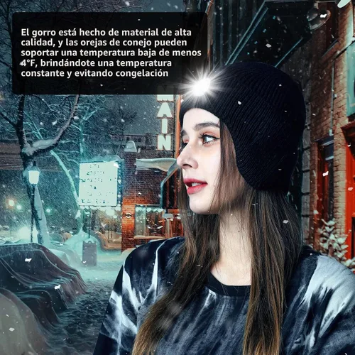 Vista 7 de LED Beanie with Light, Unisex USB Rechargeable Earflap Beanie for Fishing Jogging Working, Gift for Men Dad Husband