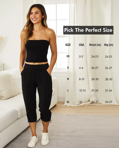 Vista 17 de RBX - Pantalón capri deportivo con cordón,ligero, con bolsillos y estilo cargo, para mujer