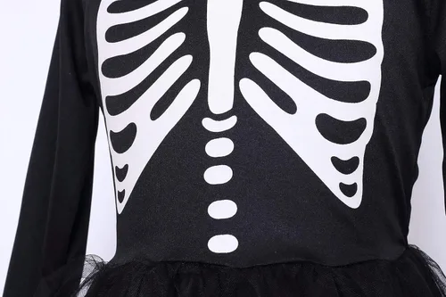 Vista 3 de LMYOVE Disfraz de esqueleto para niñas disfraz de huesos de Halloween
