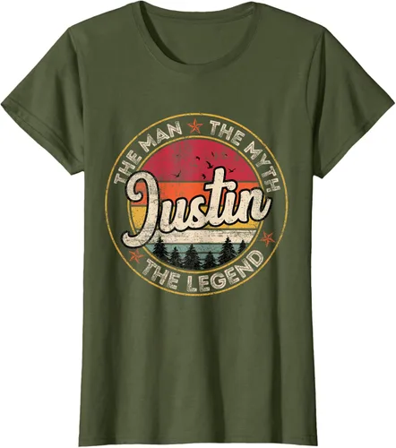 Vista 9 de Justin The Man The Myth The Legend - Camiseta personalizada con nombre, Negro