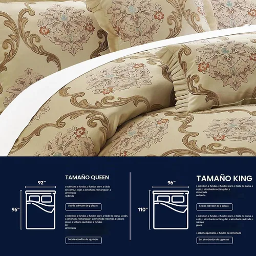 Vista 6 de Chic Home Aubrey Decorator juego completo de 9 piezas de ropa de cama con estilo tapicería y diseño Jacquard + almohadas