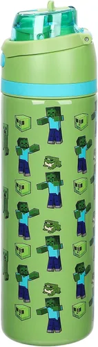 Vista 7 de Bioworld Botella de agua de acero inoxidable de 24 oz Minecraft AOP Verde