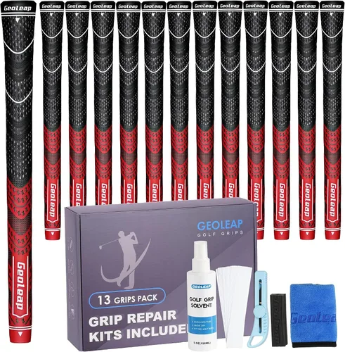 Vista 25 de Geoleap Golf Grips Set of 13- Grips with Tapes and Grips with All Repair Kits for Choice,Hybrid Golf Club Grips All Weather Contral, High Feedback &