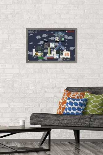 Vista 2 de Among Us - Póster de pared Mira Map, 22.4 pulgadas de largo x 14.7 pulgadas de ancho, versión enmarcada de madera de granero Versión enmarcada