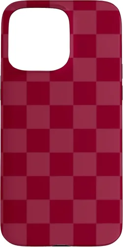 Vista 31 de Funda de diseño simple con diseño a cuadros rojo burdeos para iPhone 16