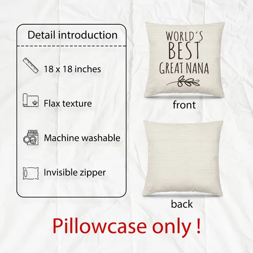 Vista 5 de Great Nana Gifts - Fundas de almohada de 18 x 18 pulgadas, el mejor regalo para el día de la madre, cumpleaños, la mejor gran nana del mundo, funda