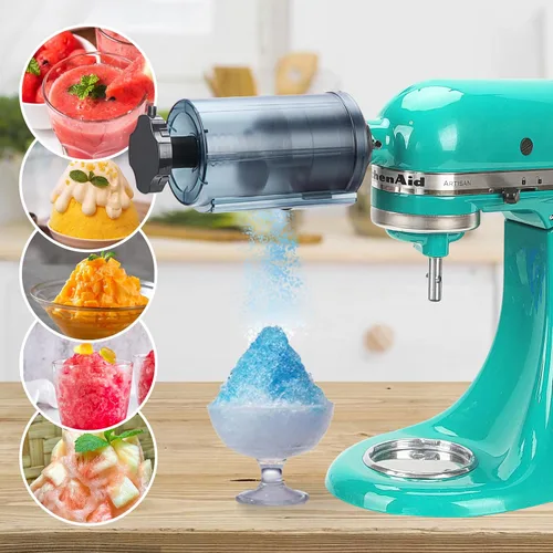 Vista 3 de Accesorio de hielo de afeitar para batidora de pie KitchenAid, con 8 moldes para batidoras de pie KitchenAid, accesorio de afeitadora de hielo