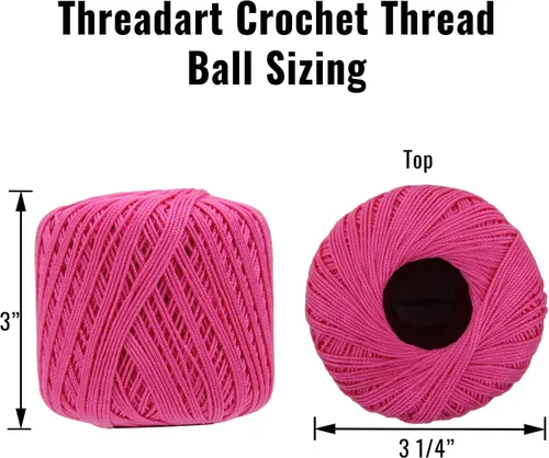 Vista 3 de Hilo de croché Threadart, 100 % algodón, talla 10 Soft pure cotton crochet thread for lace, doilies, amigurumi and crafts. Smooth finish with