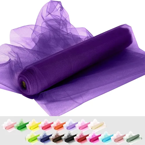 Vista 27 de Rollos de tela de tul, 54 pulgadas por 10 yardas (30 pies), cinta de tul para decoración de fiestas de boda, rollo de tela transparente en bobina