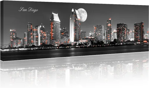 Vista 25 de 3 paneles de Atlanta Skyline vista de la ciudad en blanco y negro, imágenes panorámicas de edificio de ciudad, decoración de pared para sala