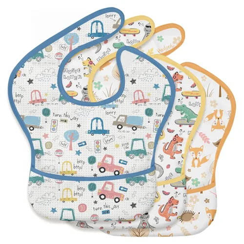 Vista 15 de Paquete de 3 baberos impermeables para comer, babero de alimentación a prueba de desorden