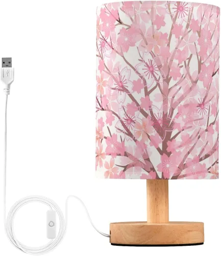 Vista 33 de Lámpara de mesa pintada Mariposa Diente de León con base de madera y pantalla de tela para mesita de noche, lámpara de escritorio para recámara