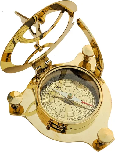 Vista 3 de RedSkyTrader Reloj de sol brújula de latón macizo esfera solar